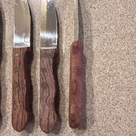 Vintage DANSK 10" Wood Handle Serrated Steak Knife Knives Set of 4 - Picture 5 of 6
